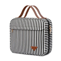 HKM-399827 Large Portable Canvas Makeup Bag with Stripes for Organised Storage