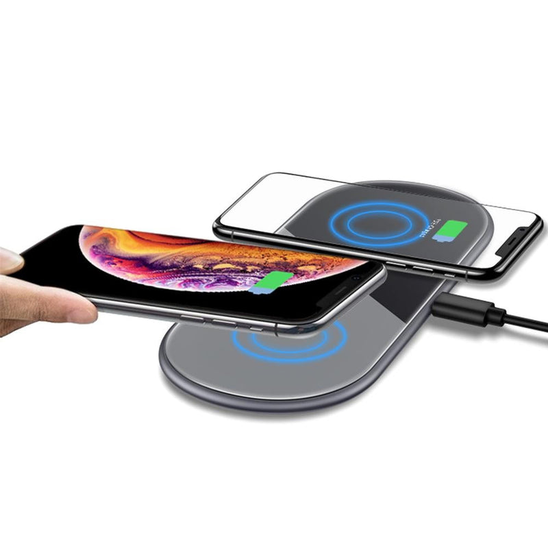 HKM-399827 Sleek Aluminum Alloy Wireless Charger with Tempered Glass Cover, Fast Charging Capabilities