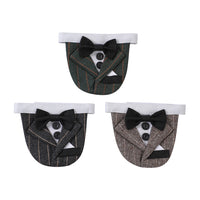 HKM-3998525 Triangular Striped Wedding Napkin in Dark Gray, Green, and Coffee Brown - Cotton-Polyester Blend
