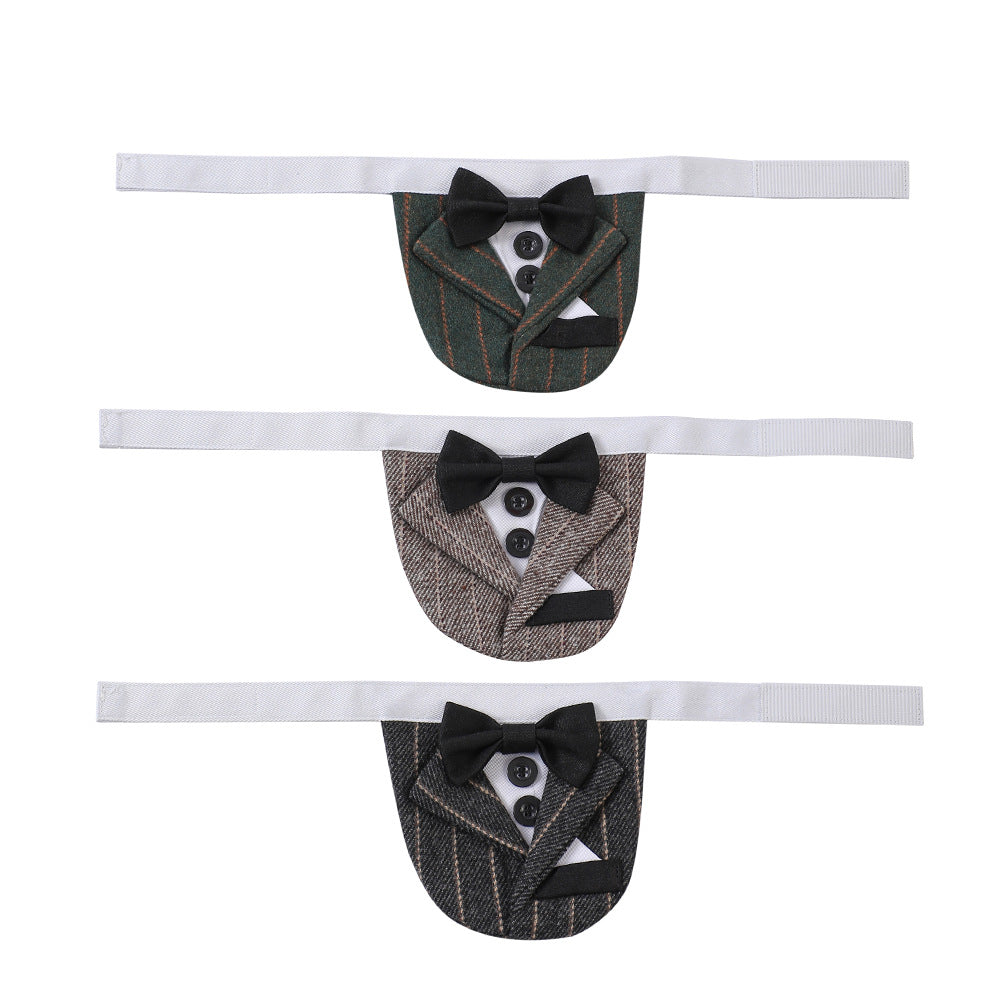 HKM-3998525 Triangular Striped Wedding Napkin in Dark Gray, Green, and Coffee Brown - Cotton-Polyester Blend