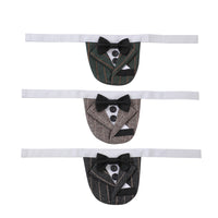 HKM-3998525 Triangular Striped Wedding Napkin in Dark Gray, Green, and Coffee Brown - Cotton-Polyester Blend