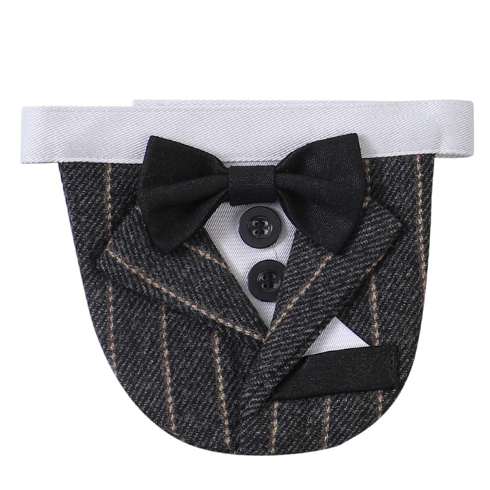 HKM-3998525 Triangular Striped Wedding Napkin in Dark Gray, Green, and Coffee Brown - Cotton-Polyester Blend