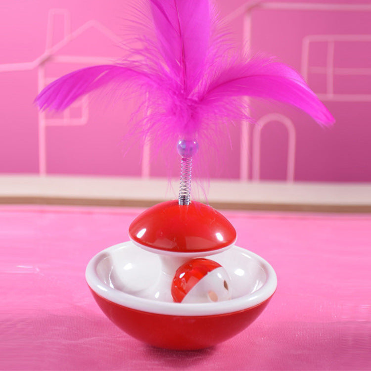 HKM-3998909 Random Color Cat Toys Bell Molar Turntable with Food Leaker - 10.5 ¡Á 8cm Pet Play Accessory