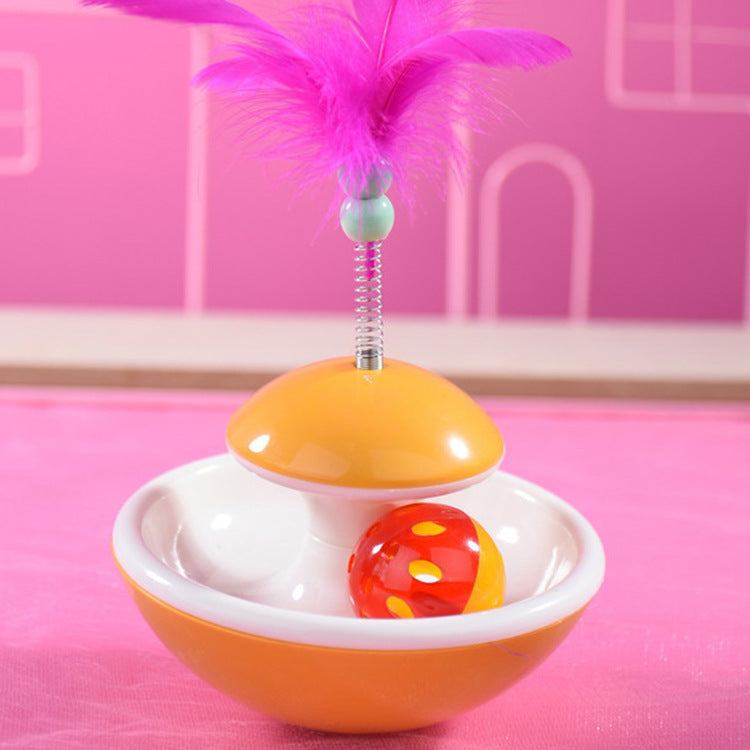 HKM-3998909 Random Color Cat Toys Bell Molar Turntable with Food Leaker - 10.5 ¡Á 8cm Pet Play Accessory