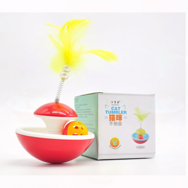 HKM-3998909 Random Color Cat Toys Bell Molar Turntable with Food Leaker - 10.5 ¡Á 8cm Pet Play Accessory