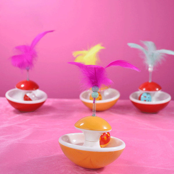 HKM-3998909 Random Color Cat Toys Bell Molar Turntable with Food Leaker - 10.5 ¡Á 8cm Pet Play Accessory