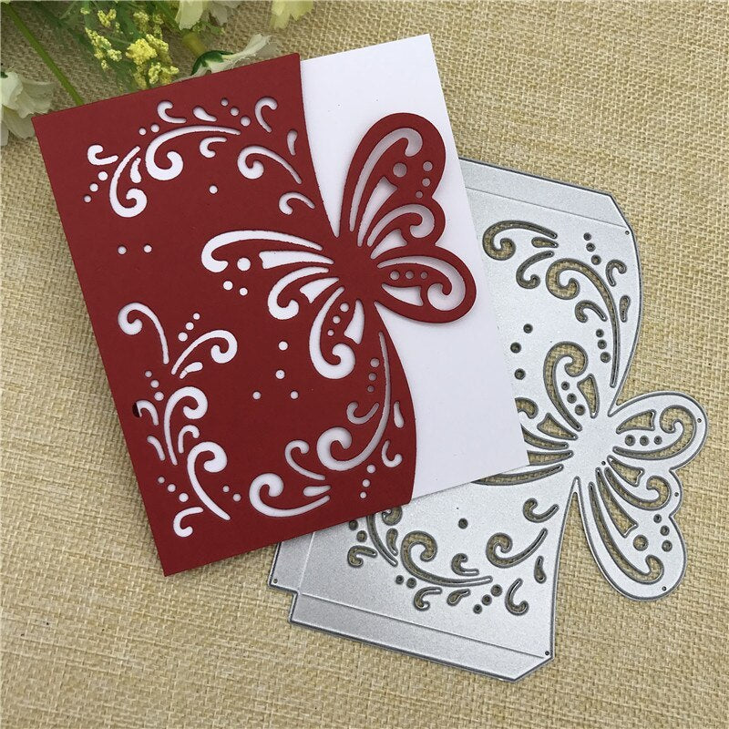 HKM-399891 Butterfly Lace Design Embossing Knife Mold Template - Carbon Steel, 13.7 x 10.7 cm