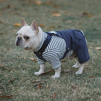 HKM-3999293 Cotton Stretch Four-Legged Pet Overalls for Autumn & Winter ¨C Casual Design in Navy, Khaki, Yellow, and Blue