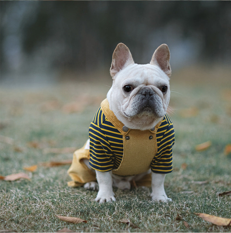 HKM-3999293 Cotton Stretch Four-Legged Pet Overalls for Autumn & Winter ¨C Casual Design in Navy, Khaki, Yellow, and Blue