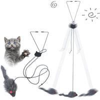 HKM-399955 Telescopic Hanging Cat Toy with Adjustable Rope and Swinging Mouse