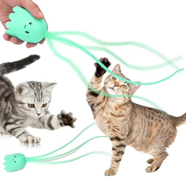 HKM-4000189 Interactive Automatic Cat Wand Toy with Rechargeable Silicone Tails for Indoor Play