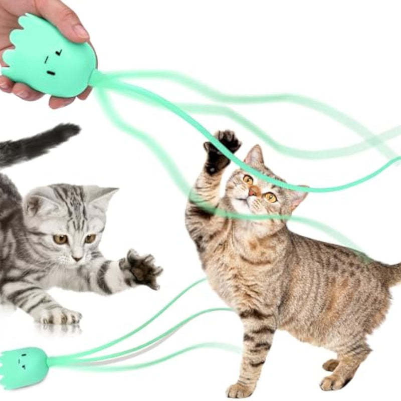 HKM-4000189 Interactive Automatic Cat Wand Toy with Rechargeable Silicone Tails for Indoor Play