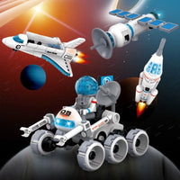 HKM-400019 4-in-1 Educational Space-Themed Building Block Set for Ages 8 and Up - DIY Plastic 3D Model Puzzle