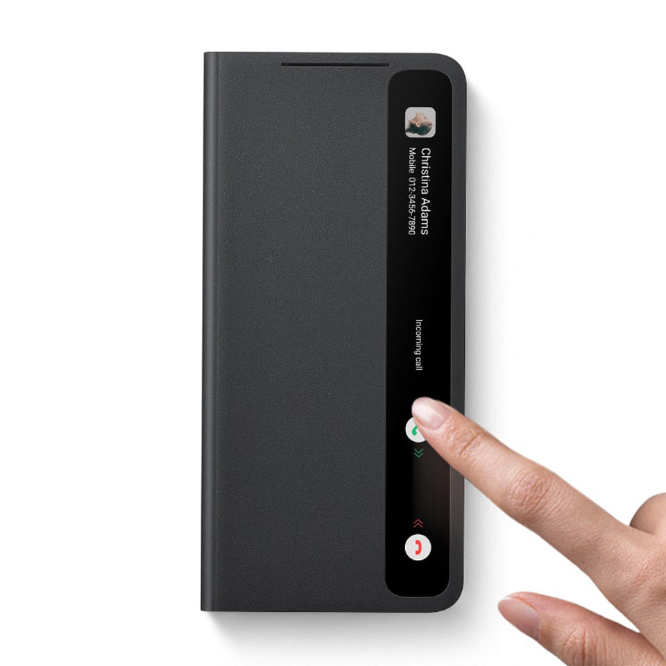 HKM-400019 Original Mirror Flip Cover with S Pen for Samsung S21 Ultra - Silicone Protective Case