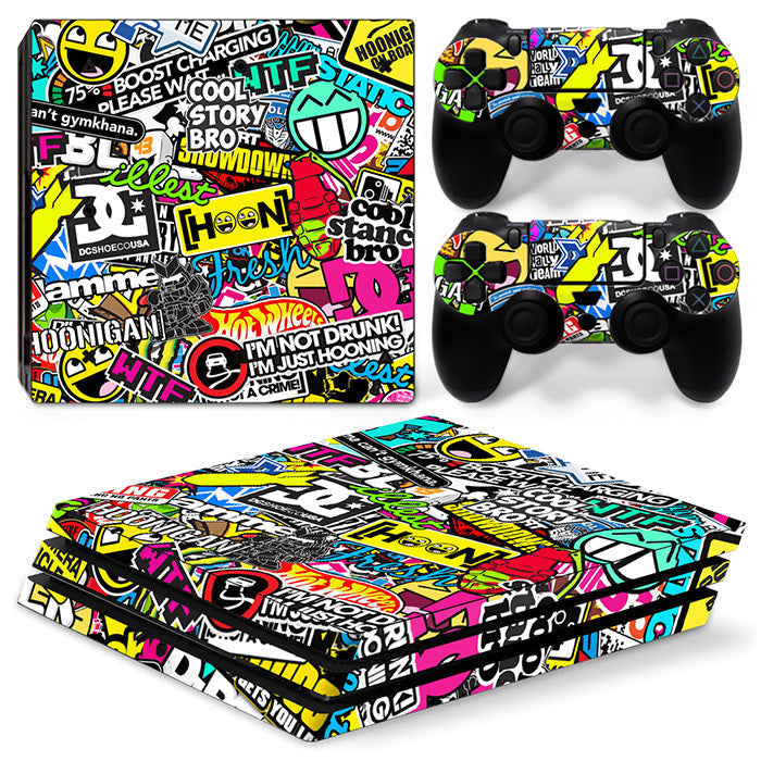 HKM-400083 Stylish Cartoon Vinyl Sticker for PS4 Pro Console and Controller - Scratch and Dust Protection