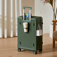 HKM-400147 3-Piece Travel Luggage Set - 24 Inch Suitcase with USB Port, Cup Holder, and Smooth Casters