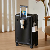 HKM-400147 3-Piece Travel Luggage Set - 24 Inch Suitcase with USB Port, Cup Holder, and Smooth Casters