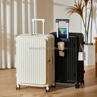 HKM-400147 3-Piece Travel Luggage Set - 24 Inch Suitcase with USB Port, Cup Holder, and Smooth Casters