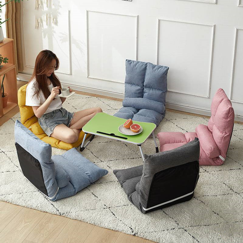 HKM-400147 Compact Folding Floor Backrest Sofa Recliner with Waist Pillow - Multiple Color Options Available