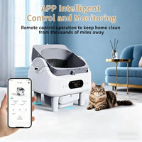HKM-400211 Automatic Smart Cat Litter Box with Remote Control and Health Monitor - 68L Capacity, Durable PP Plastic
