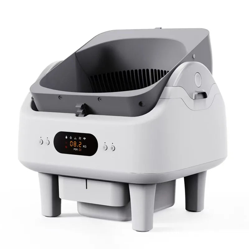 HKM-400211 Automatic Smart Cat Litter Box with Remote Control and Health Monitor - 68L Capacity, Durable PP Plastic