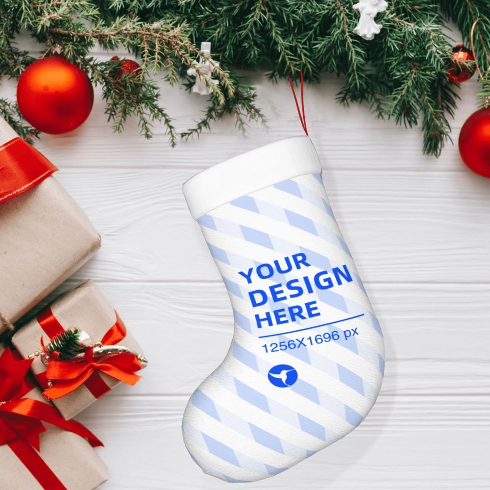 HKM-400211 Double-Sided Christmas Decorative Socks with Soft Flannel Cuffs, 100% Polyester, One Size, Ideal for Holidays and Gifts