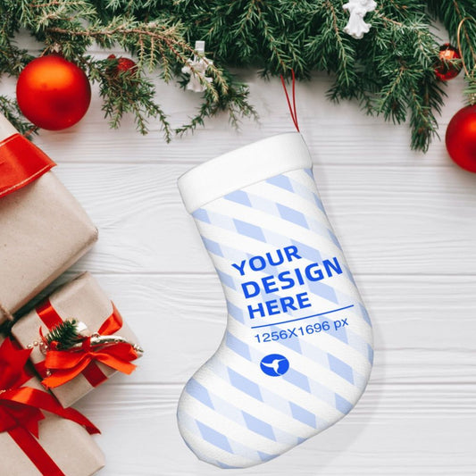 HKM-400211 Double-Sided Christmas Decorative Socks with Soft Flannel Cuffs, 100% Polyester, One Size, Ideal for Holidays and Gifts
