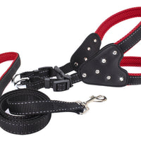 HKM-4002493 Reflective Rhinestone Pet Traction Sleeve with Nylon Strap - Available in Multiple Colors