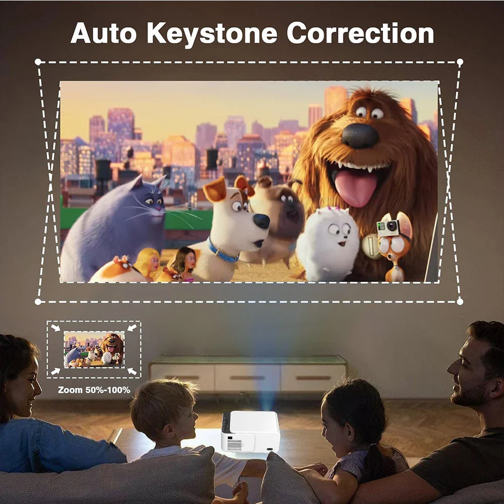 HKM-400275 Compact 4K LED Mini Projector with Android 13 for Home Theatre and Movie Experience