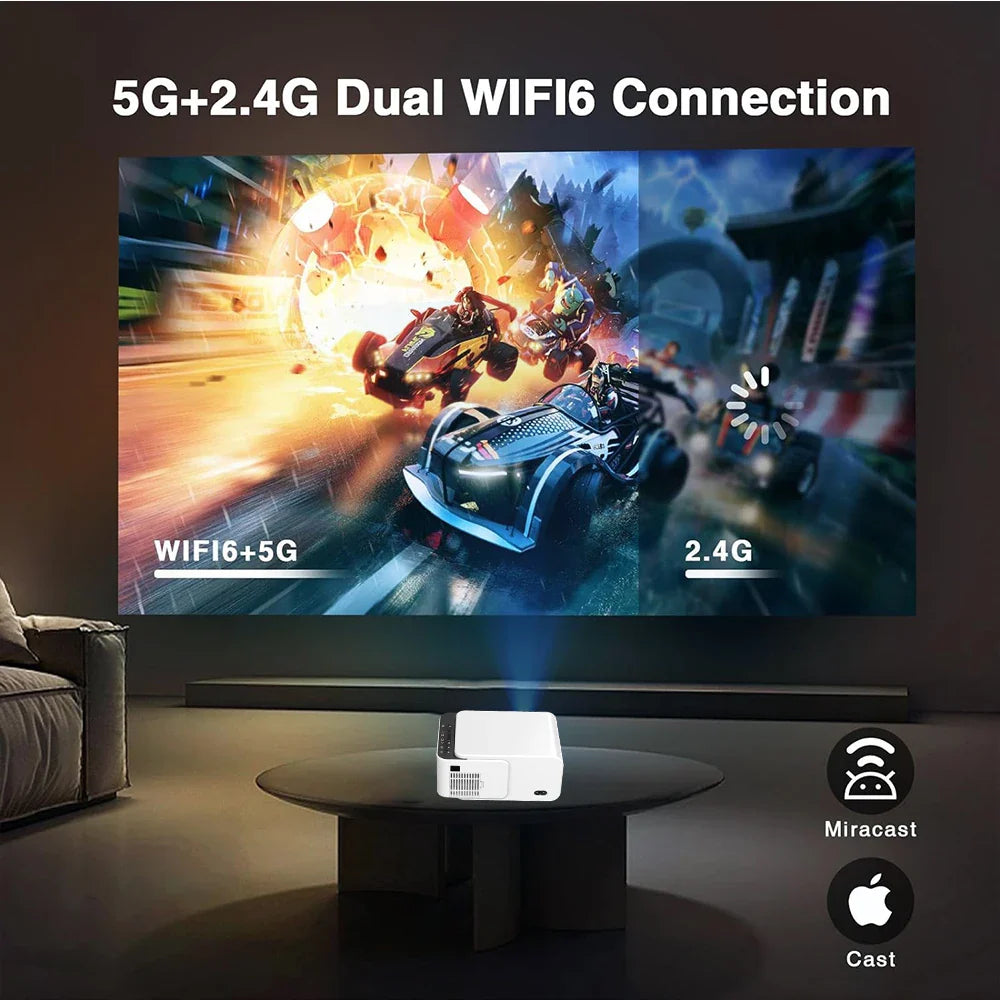 HKM-400275 Compact 4K LED Mini Projector with Android 13 for Home Theatre and Movie Experience