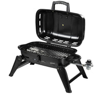 HKM-400275 Portable Gas Camping Grill with Porcelain Cooking Grid - Foldable Design for Easy Storage