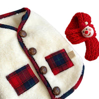 HKM-4003261 Festive Checkered Fleece Vest with Sherpa Lining for Small and Medium Dogs and Cats