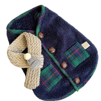HKM-4003261 Festive Checkered Fleece Vest with Sherpa Lining for Small and Medium Dogs and Cats