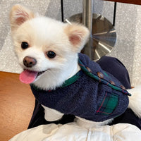 HKM-4003261 Festive Checkered Fleece Vest with Sherpa Lining for Small and Medium Dogs and Cats