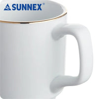 HKM-400339 Hand-Painted Gold Rim White Porcelain Mug - 8x8.5 cm for Catering and Daily Use