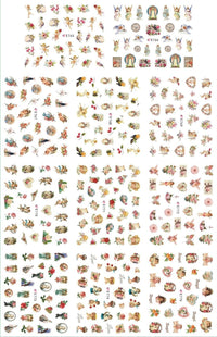 HKM-400403 3D Adhesive Nail Art Stickers - Heavenly Father & Baby Angel Design, Floral Motifs E765-775