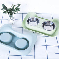 HKM-4004669 Stainless Steel Cat Water and Food Bowl with Tray ¨C Pink, Blue, Green Options