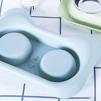 HKM-4004669 Stainless Steel Cat Water and Food Bowl with Tray ¨C Pink, Blue, Green Options