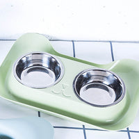 HKM-4004669 Stainless Steel Cat Water and Food Bowl with Tray ¨C Pink, Blue, Green Options