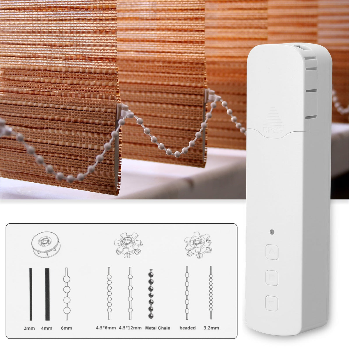HKM-400467 Zigbee Battery-Powered Roller Shutter Motor with USB Charging and Remote Control