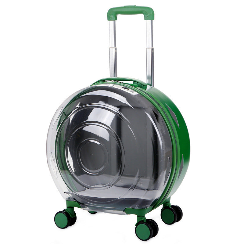 HKM-4004925 Large Transparent Pet Trolley Bag - Portable Hard PC Cat Carrier