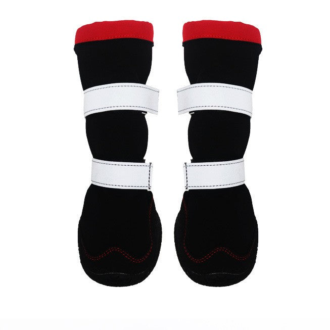 HKM-4005309 Warm Waterproof Plush Pet Shoes for Dogs - Non-Slip Casual Style in Red and Orange, Available in Sizes 1 to 8