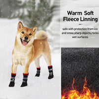 HKM-4005309 Warm Waterproof Plush Pet Shoes for Dogs - Non-Slip Casual Style in Red and Orange, Available in Sizes 1 to 8