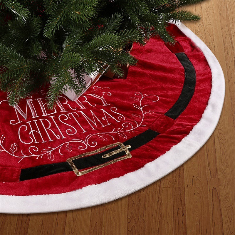 HKM-400531 Red Velvet 48-Inch Cloth Christmas Tree Skirt for Festive Decor