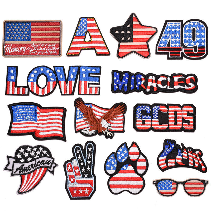 HKM-400595 Embroidered Fabric Flag Patch for Sewing on Apparel and Accessories