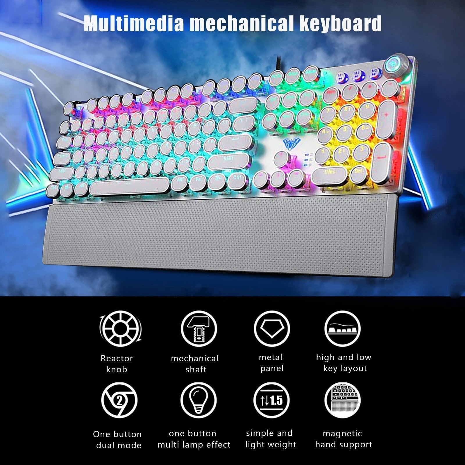 HKM-400595 Wired Gaming Keyboard with 108 Keys and Comfortable Hand Rest