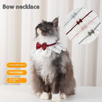 HKM-4006077 Lace Edge Pet Scarf Collar for Cats - Light Blue, Wine Red, Pink, Green, Four Seasons Universal Style