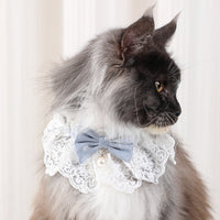 HKM-4006077 Lace Edge Pet Scarf Collar for Cats - Light Blue, Wine Red, Pink, Green, Four Seasons Universal Style
