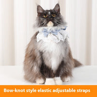 HKM-4006077 Lace Edge Pet Scarf Collar for Cats - Light Blue, Wine Red, Pink, Green, Four Seasons Universal Style