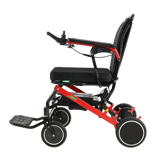 HKM-400787 Compact Dual Motor Folding Mobility Wheelchair with Removable Battery and 20 Km Driving Range